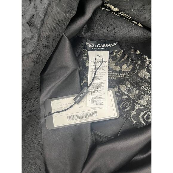 NWT Dolce & Gabbana Chantilly Lace Silk Satin Midi Dress Black IT 40 US S - Picture 13 of 13